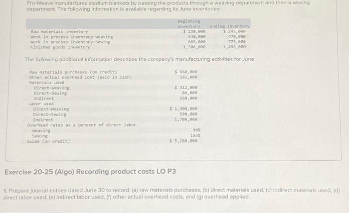 :) Pro-Weave manufactures stadium blanicets by passing the products through a weaving