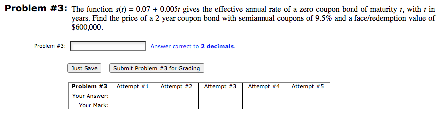  Problem #3: The function s(t) = 0.07 + 0.005t gives the