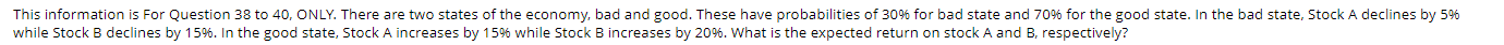  while Stock B declines by 15%. In the good state, Stock