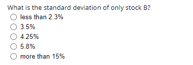 A increases by 15% while Stock B increases by 20%. What is