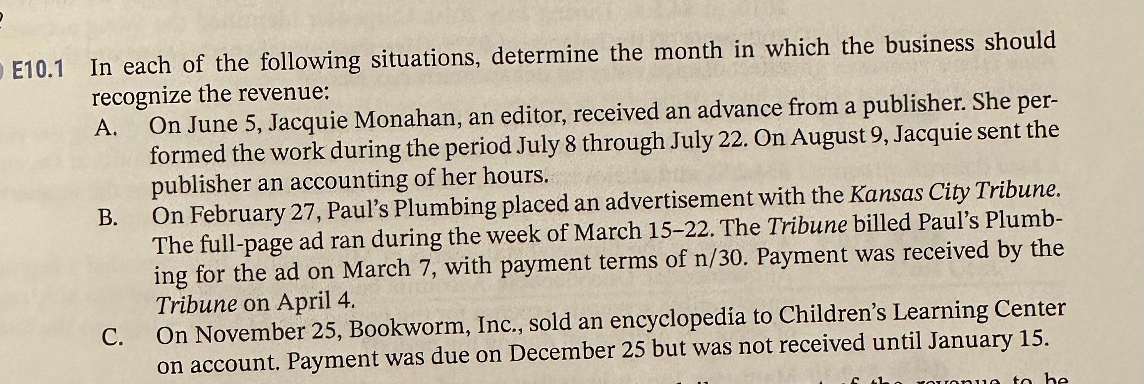 Introduction to Accounting An Integrated Approach Eighth Edition Chapter 9 E10.1 10.1