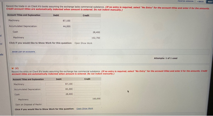 You have two clients that are considering trading machinery with each other.