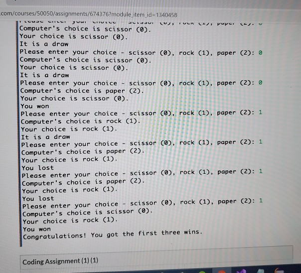 a scissor, and a paper can wrap a rock.) The program randomly