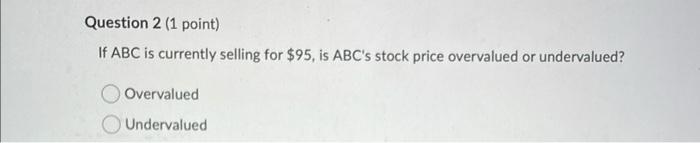 the intrinsic value of a share of ABC stock. You may assume
