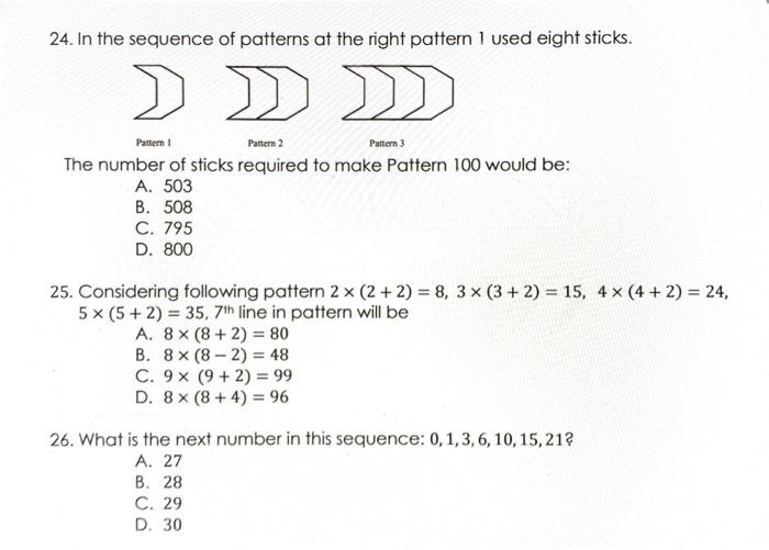  24. In the sequence of patterns at the right pattern I