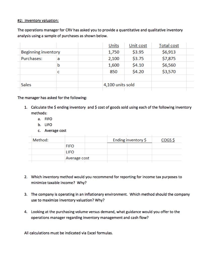 issues, thank you for your help! Second case #1: CRV Corp manufactures