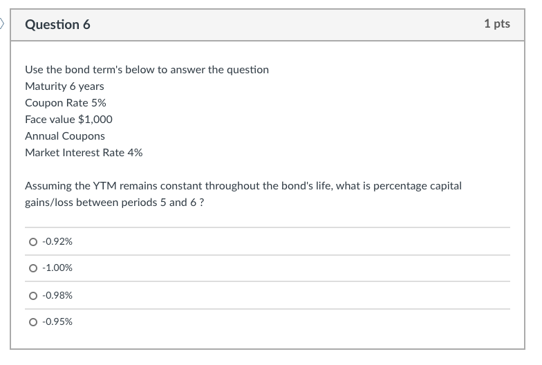 $1,000 Face Value = Coupon Rate = 16.00% Current Price = $965