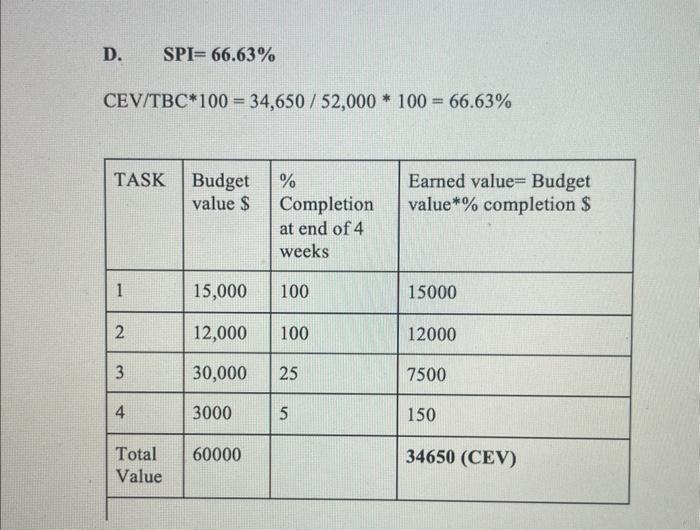 #1- Assuming the project continues to completion with no changes to the