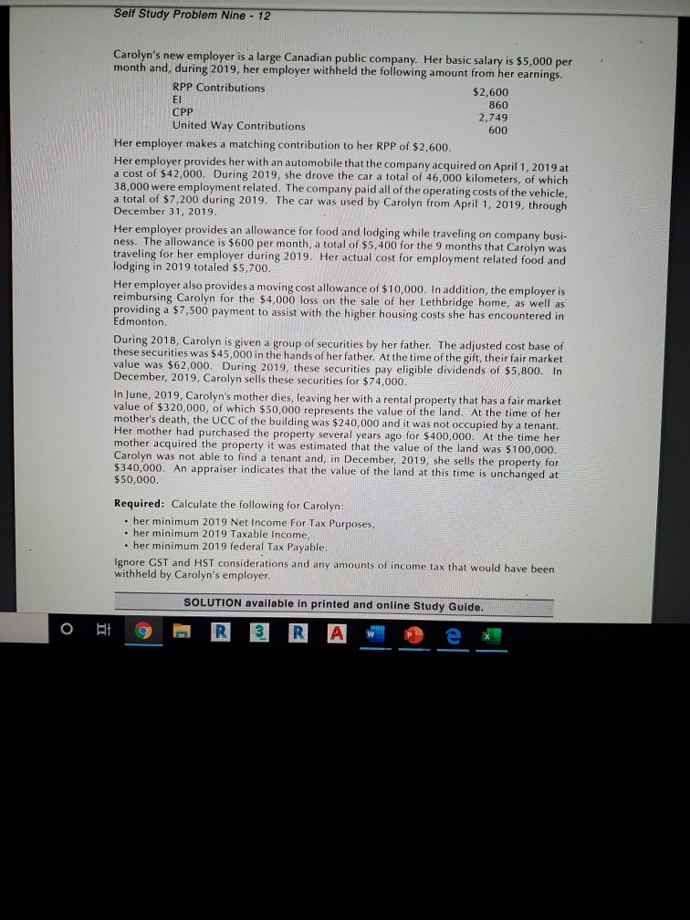 Study Problem Nine - 12 (Comprehensive Case Covering Chapters 1 to 9)