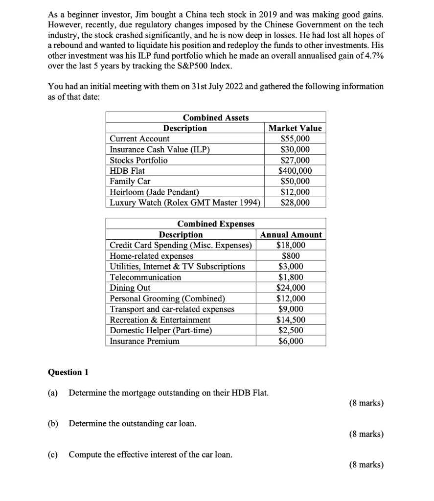 TMA. Jim and Jane, both aged 33, are married with their 5-year-old