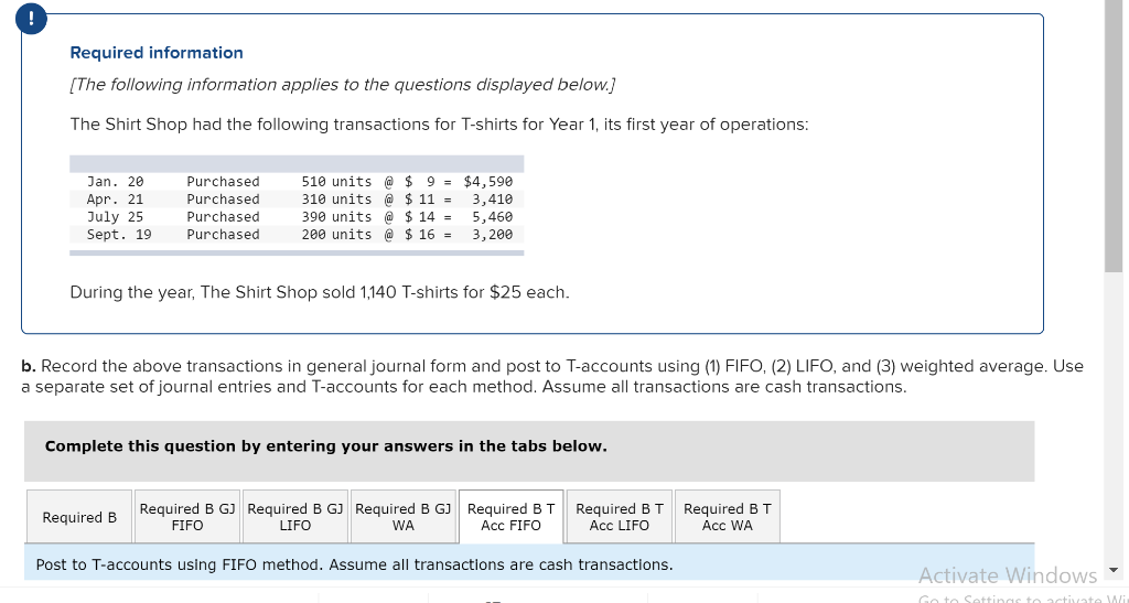 Will thumbs up for correct answer Required information (The following information applies