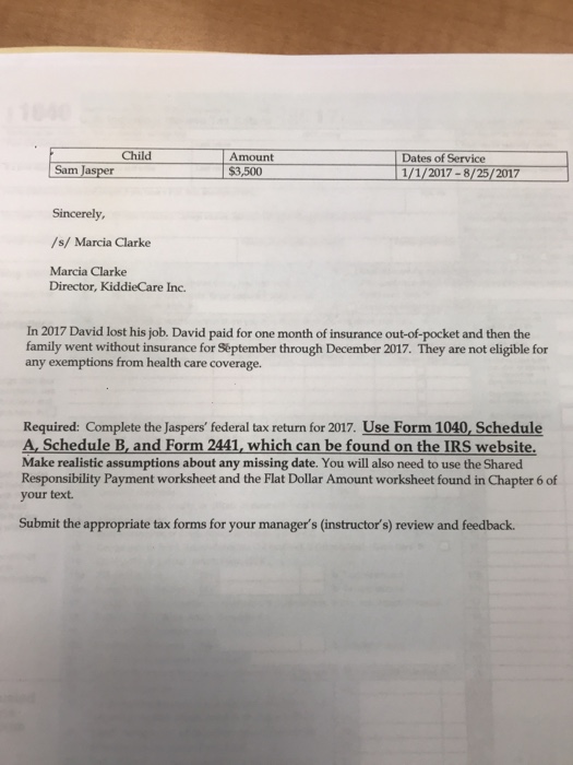 3: Comprehensive Case Study 1 David and Darlene Jasper have one child,
