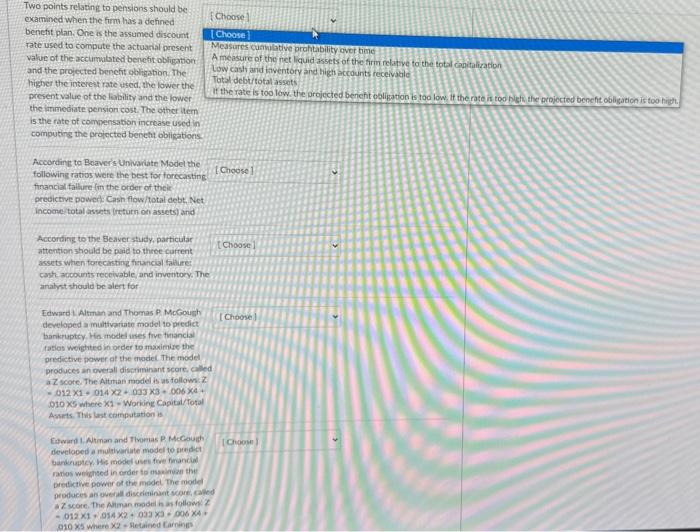  Two points relating to pensions should be: oxamined when the firm