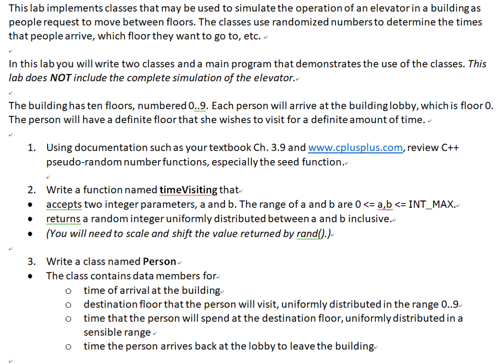 This is c++ question and using rand() This lab implements classes that