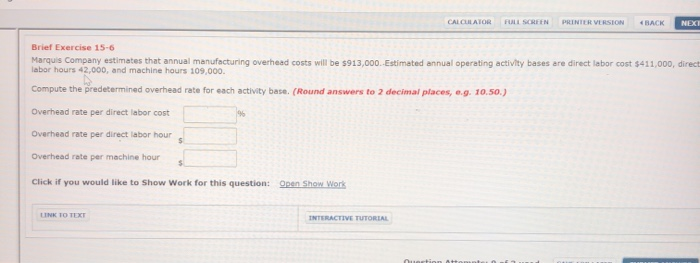  CALCULATOR FULL SCREEN PRINTER VERSION BACK NEXT Brief Exercise 15-6 Marquis