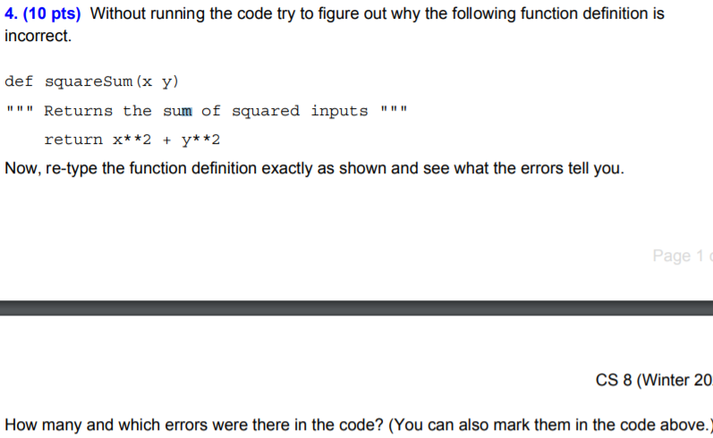  PLEASE FIND AS MANY ERRORS AS POSSIBLE 4. (10 pts) Without