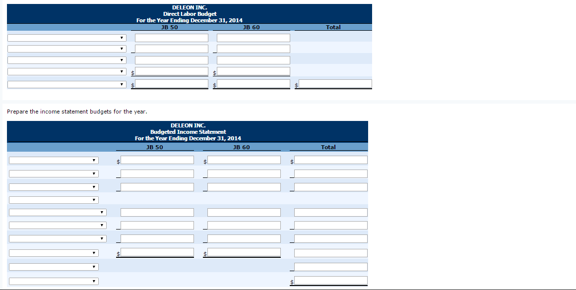 LI LI JB 50 JB 60 Sales budget: Anticipated volume in units