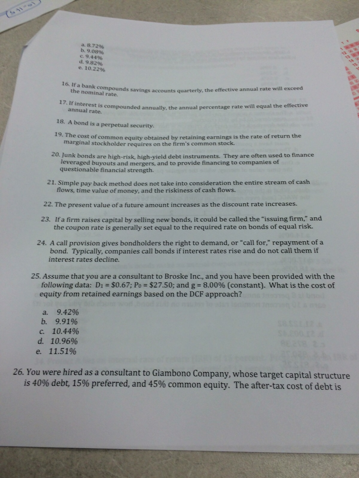 Solve for true and false question please If a bank compounds savings