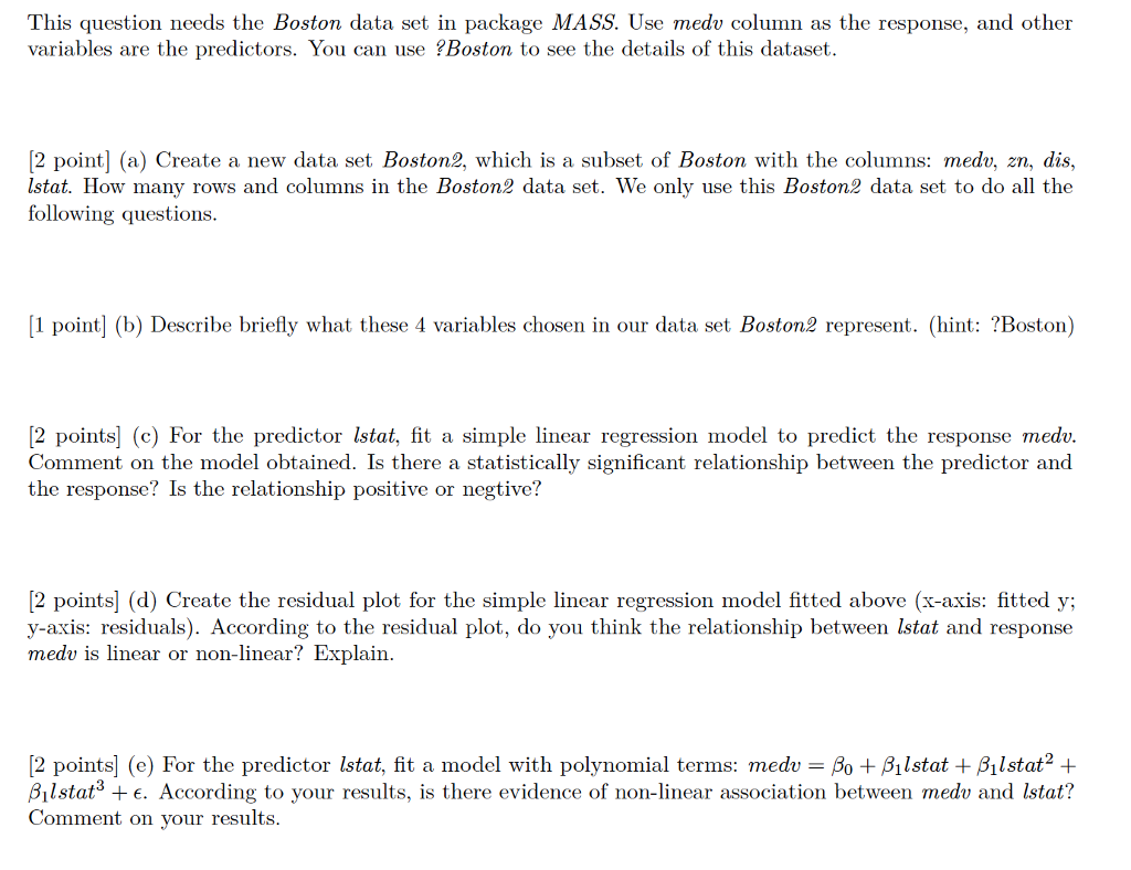  [3 points] (f) Fit a multiple regression model using all 3