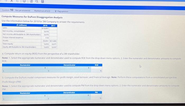  Compute Measures for DuPont Disaggregation Analysis Use the intormation below for