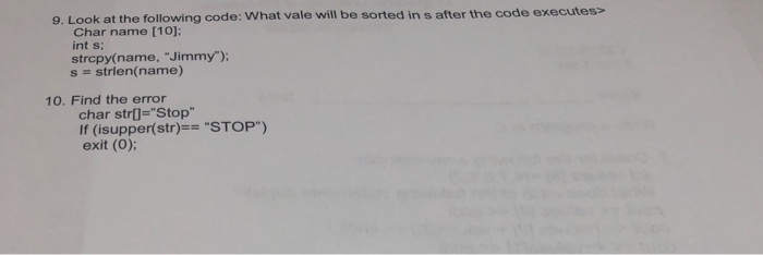  9. Look at the following code: What vale will be sorted