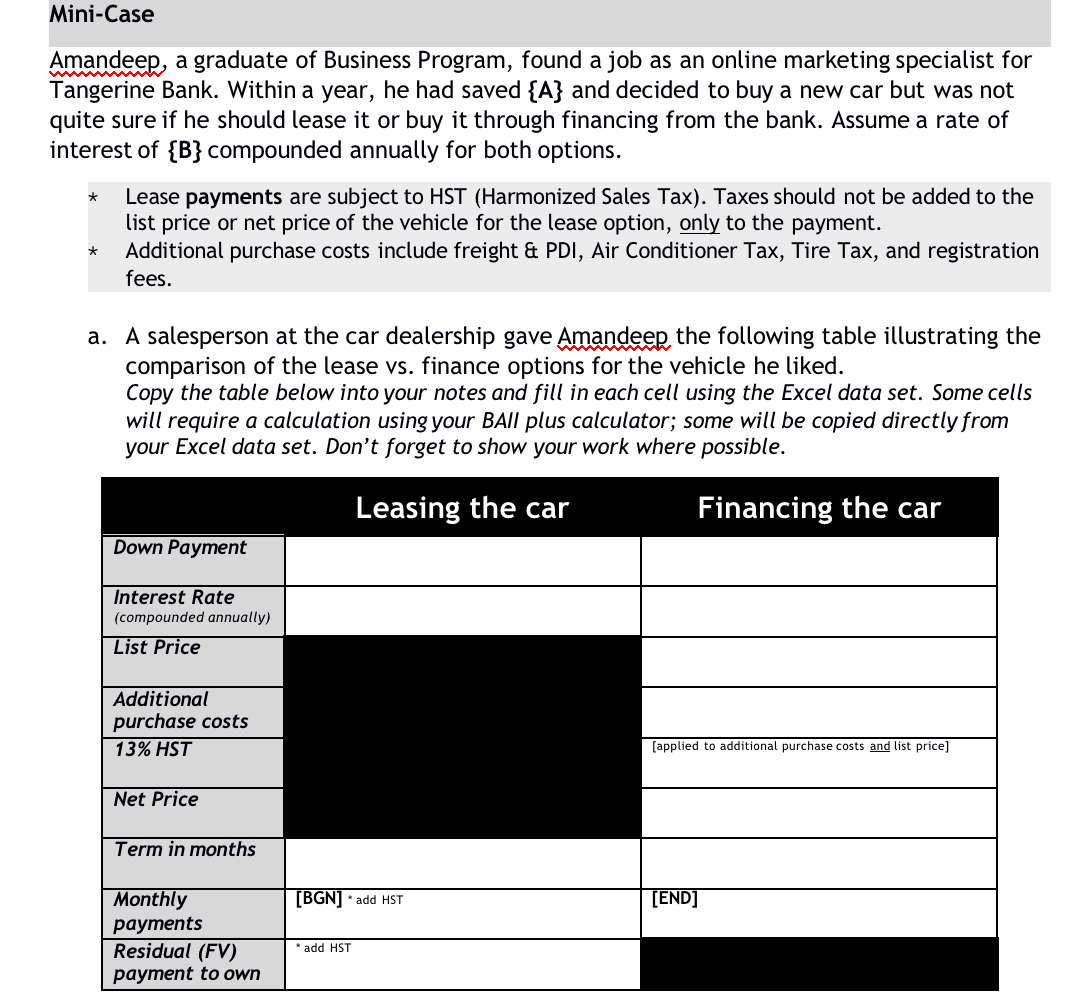 Price {B} 5.50% {C} $23,600.00 Additional purchase costs |{D} $1,637.00 Term in