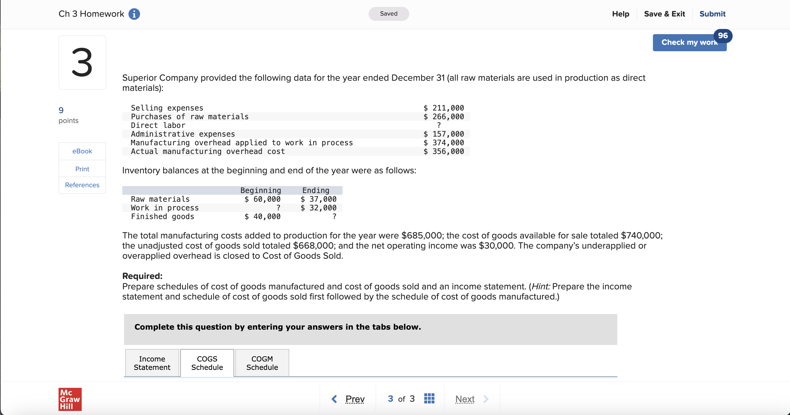 Ch 3 Homework 1\ Saved\ Help\ Save & Exit\ Submit\ 9