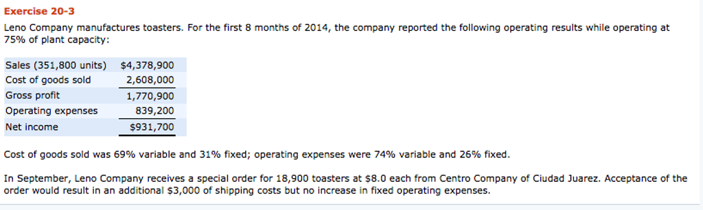 How do I prepare an incremental analysis of a special order??? Exercise