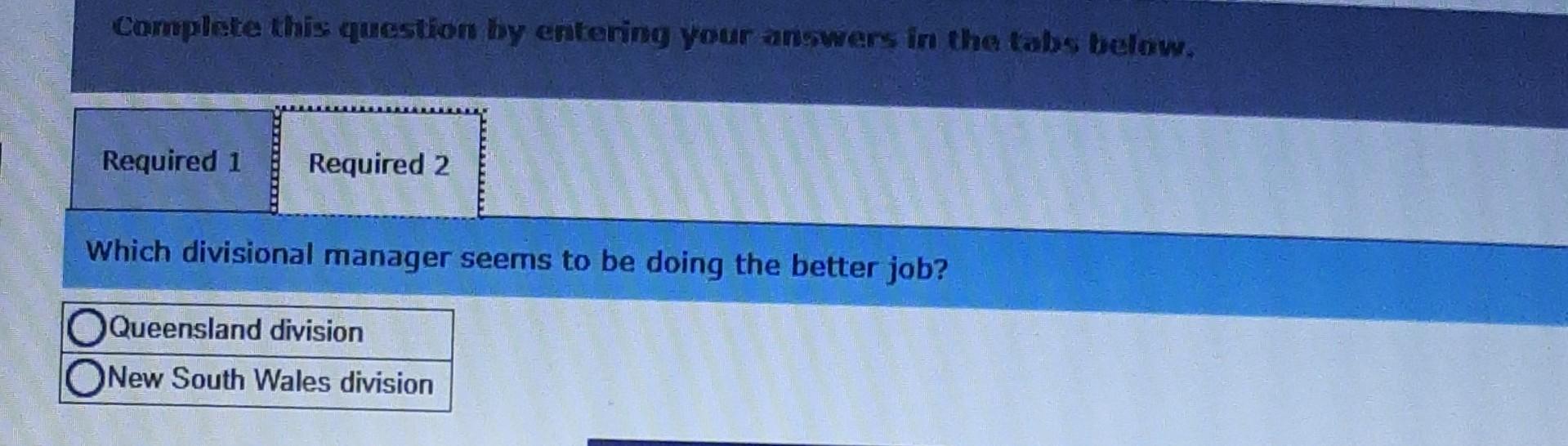 each division using the return on investment (ROl) formula stated in terfns