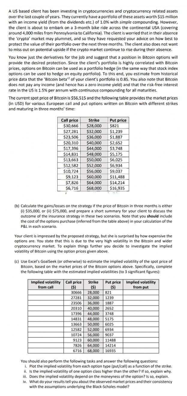 " A US based client has been investing in cryptocurrencies and cryptocurrency