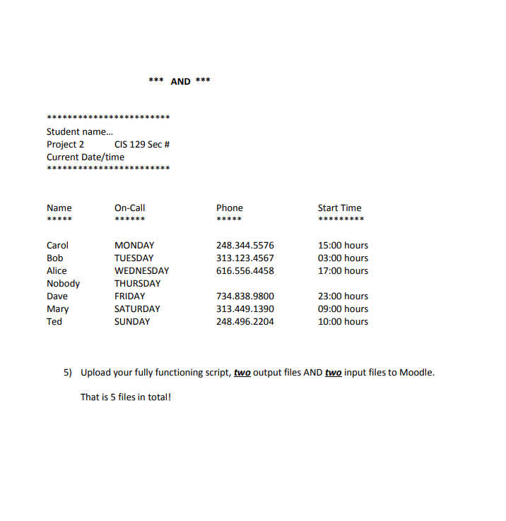 the information from two data files and produce an output file. 2)