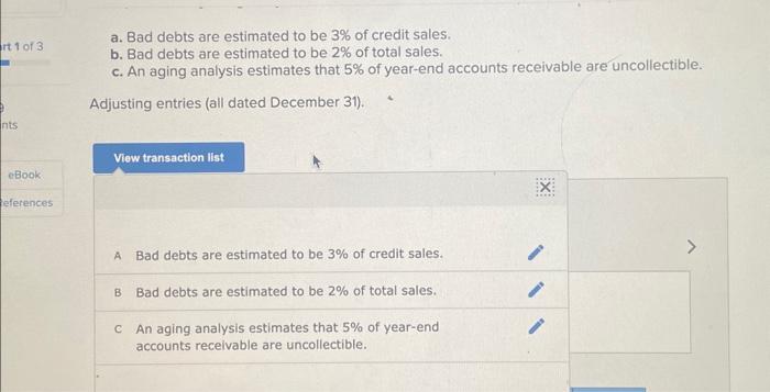 information Problem 7-2A (Algo) Estimating and reporting bad debts LO P2, P3