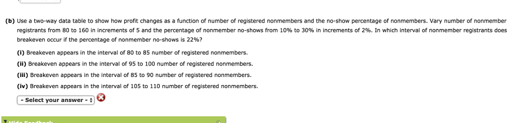 (b) Use a two-way data table to show how profit changes