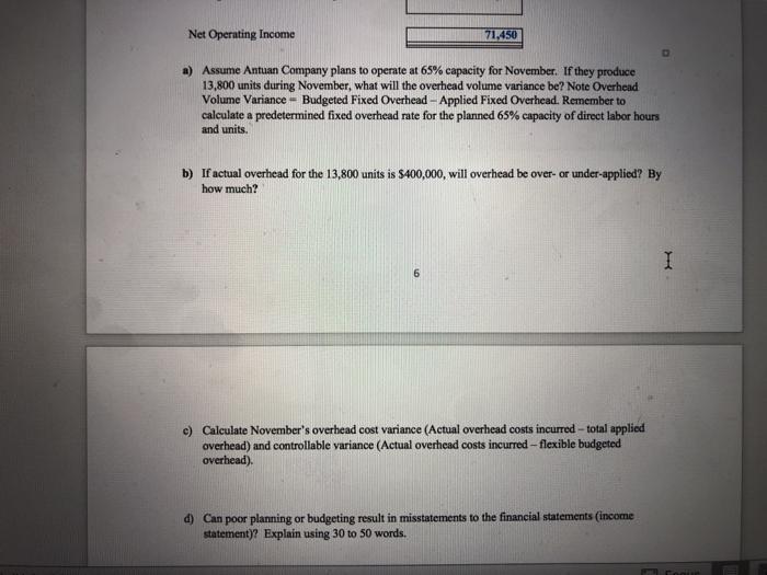 predetermined overhead rate assuming 65% capacity. calculate the standard costs for one