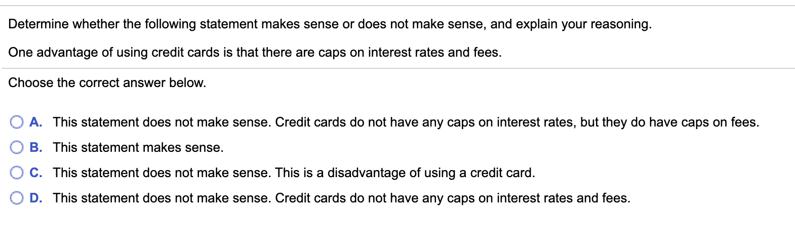 make sense, and explain your reasoning. The balance due on my credit