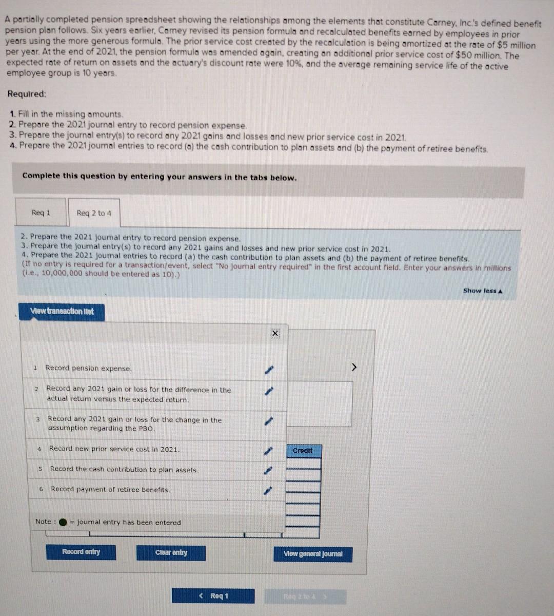Comey revised its pension formula ond recalculated benefits earned by employees in