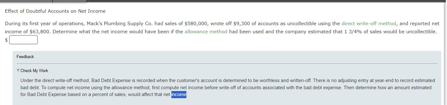 Net Income During its first year of operations, Mack's Plumbing Supply Co.