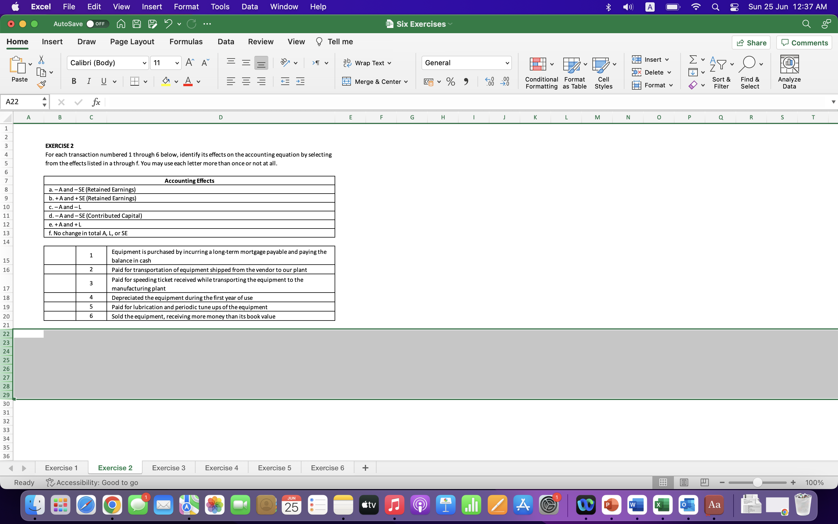 identify which reporting section (a through d) each would appear on a
