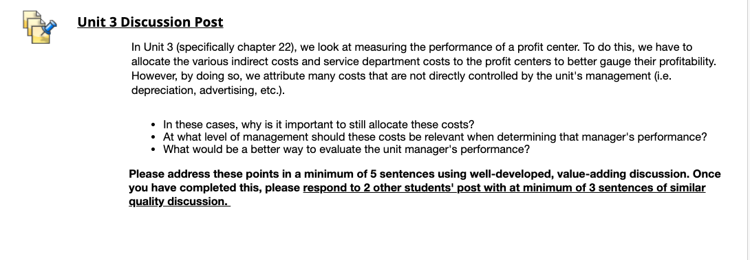  3 Discussion Post In Unit 3 (specifically chapter 22), we look