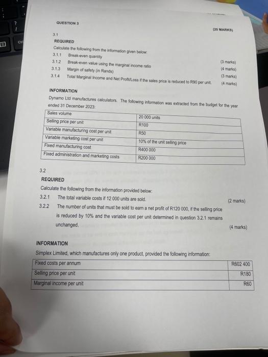 the absorpton costing method. INFORMATION (10 marks) Costa Enterprises commenced operabions on