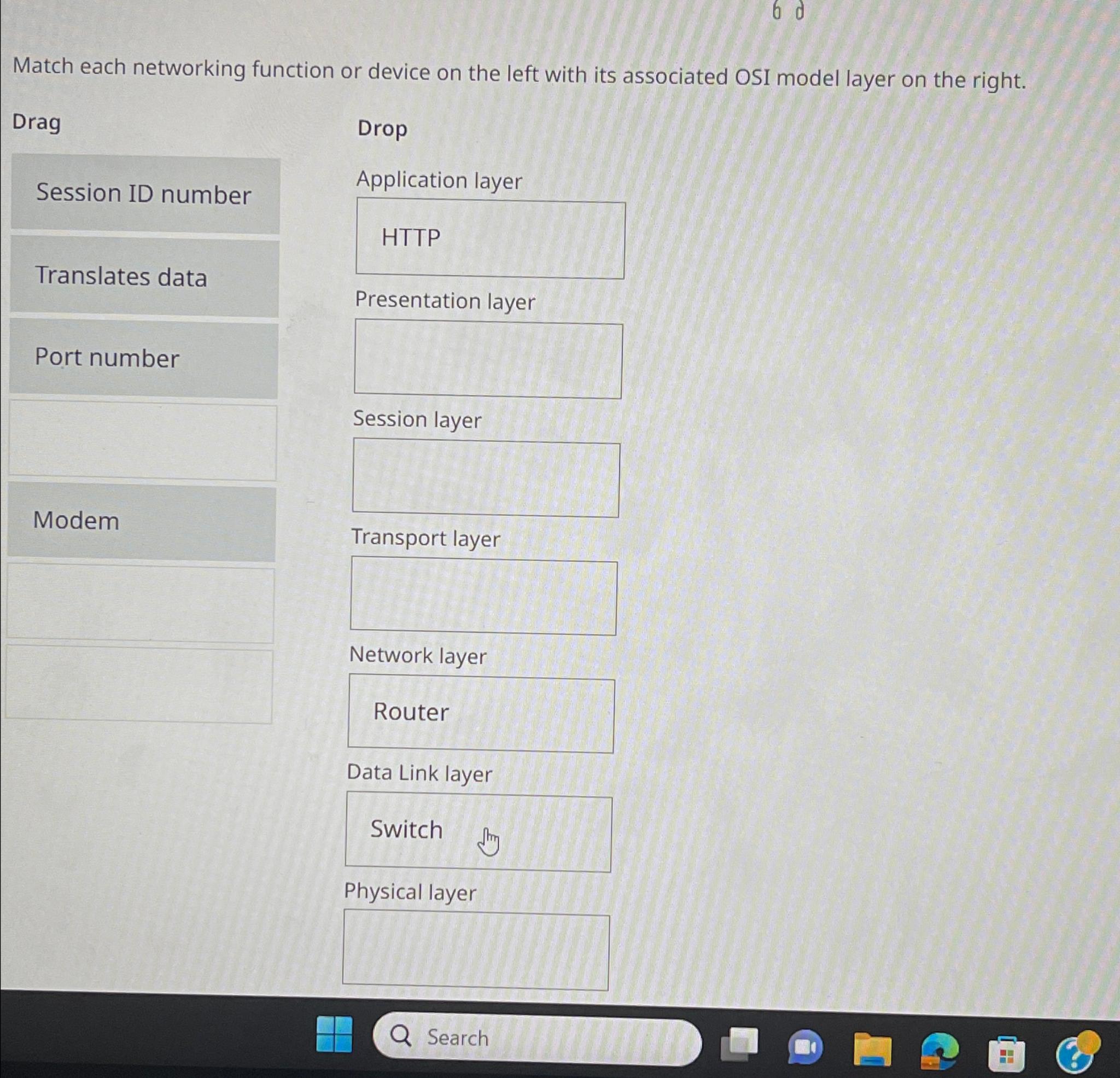  Match each networking function or device on the left with its
