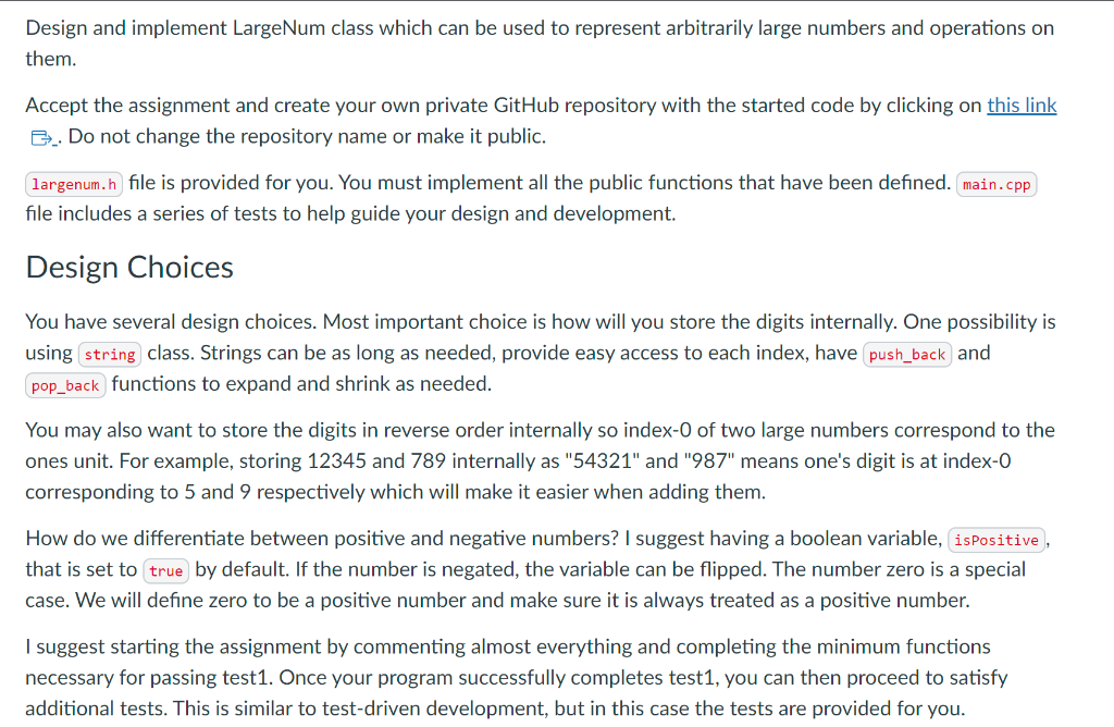 Need help with this assignment largenum.h #include #include using namespace std; class