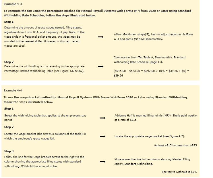 Example 4-3 To compute the tax using the percentage method for