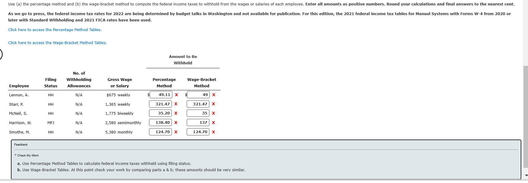 Manual Payroll Systems with Forms W-4 from 2020 or Later using Standard