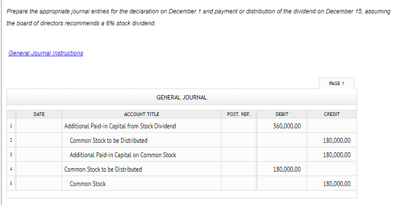 the board of directors recommends a 6% stock dividend. Prepare the shareholders'