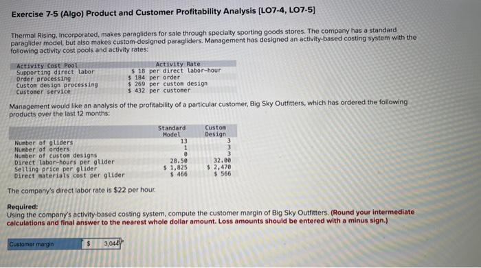 ASAP!! I need help with this question please Exercise 7-5 (Algo) Product