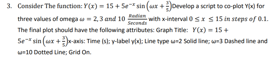  In MATLAB In Matlab Seconds 3. Consider the function: Y(x) =