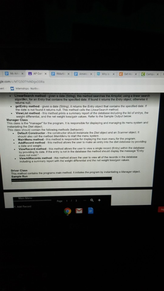 Lab (Working with Arraytists) A friend of yours has decided to go