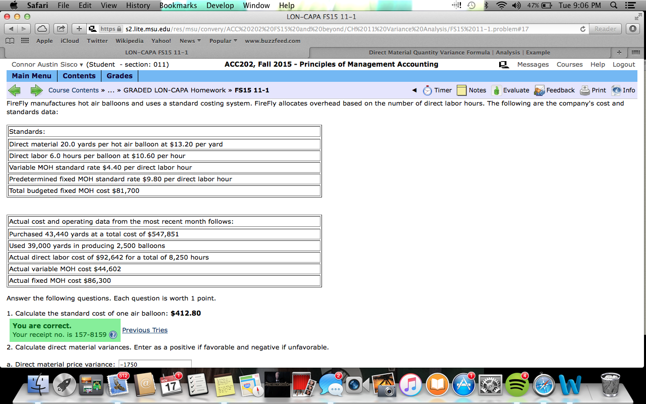  Safari File Edit View History Bookmarks Develop Window Help LON-CAPA FS15