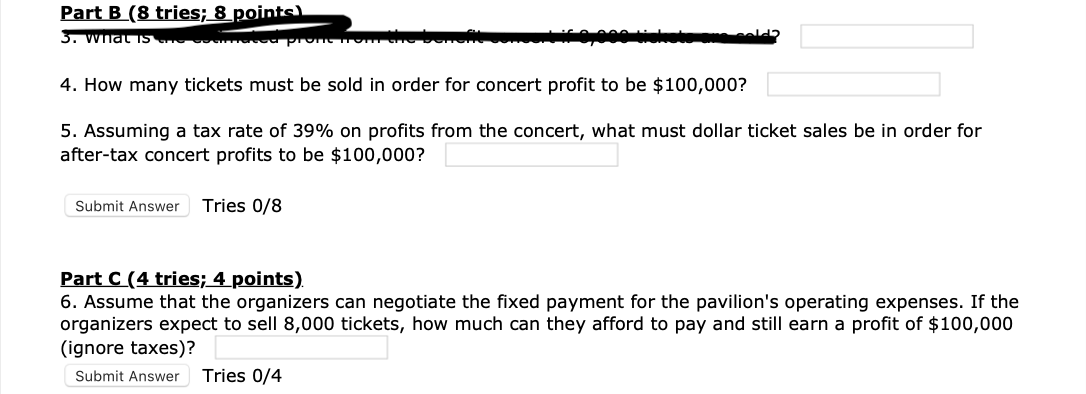 are asked to determine the parameters of the profit equation - CM